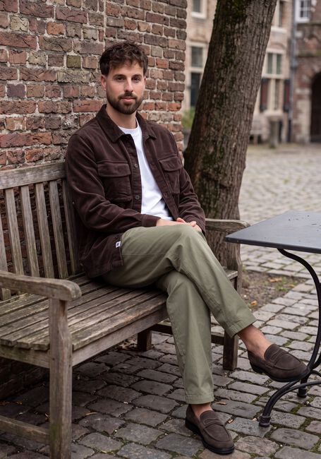 Bruine ANERKJENDT Overshirt OSCAR CORD OVERSHIRT - large
