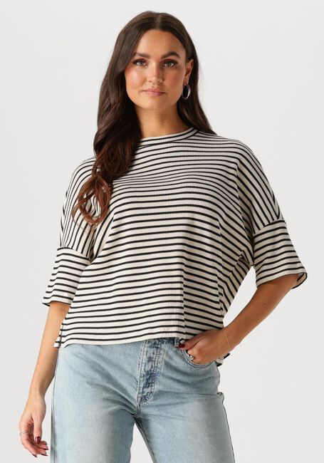SUMMUM T-shirt BOXY TOP STRIPE WAFFLE en bleu - large