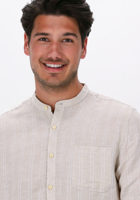 Zand DSTREZZED Casual overhemd POLO SHIRT WITH MAO COLLAR LINEN STRIPE - large