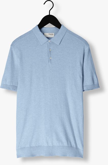 SELECTED HOMME Polo SLHBERG SS KNIT POLO NOOS Bleu clair - large