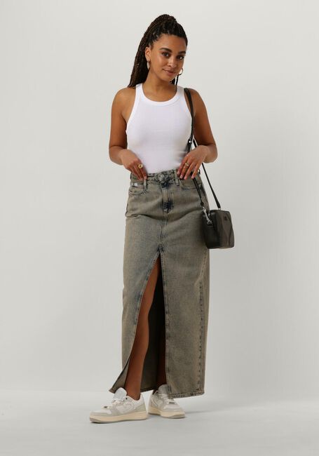 Witte CALVIN KLEIN Top VARIEGATED RIB WOVEN TAB TANK Witte CALVIN KLEIN Top VARIEGATED RIB WOVEN TAB TANK - large