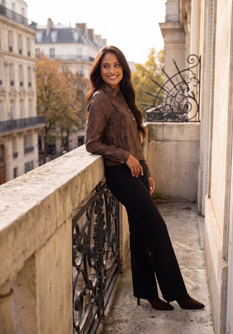 STUDIO ANNELOES Pantalon &eacute;vas&eacute; Flair LONG bonded trousers en noir - large