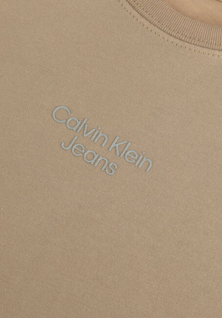 CALVIN KLEIN T-shirt STACK LOGO OVERLAP T-SHIRT en beige - large