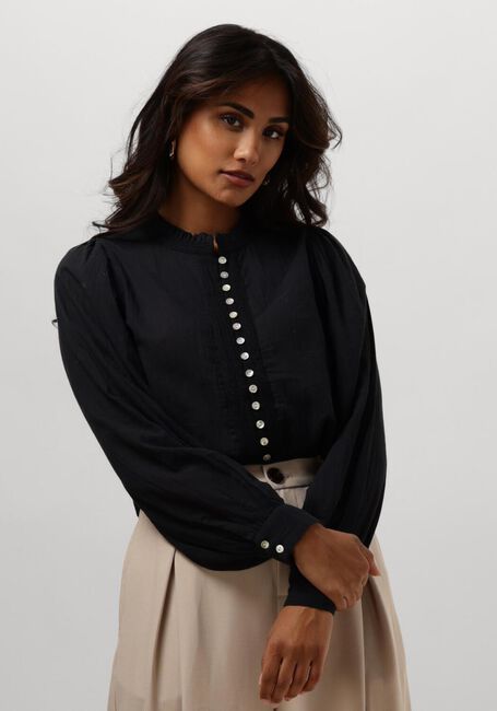 Zwarte RUBY TUESDAY  IREM BLOUSE WITH SMALL PLEATS + BUTTONS PLACKET - large