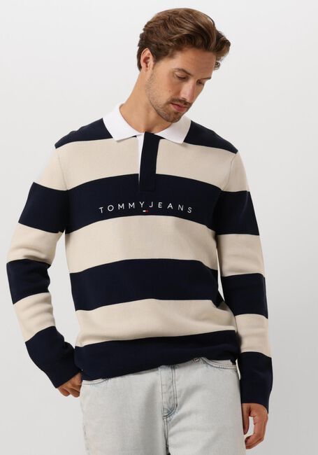 TOMMY JEANS Pull TJM REG CB STRIPED LINEAR RUGBY en bleu - large