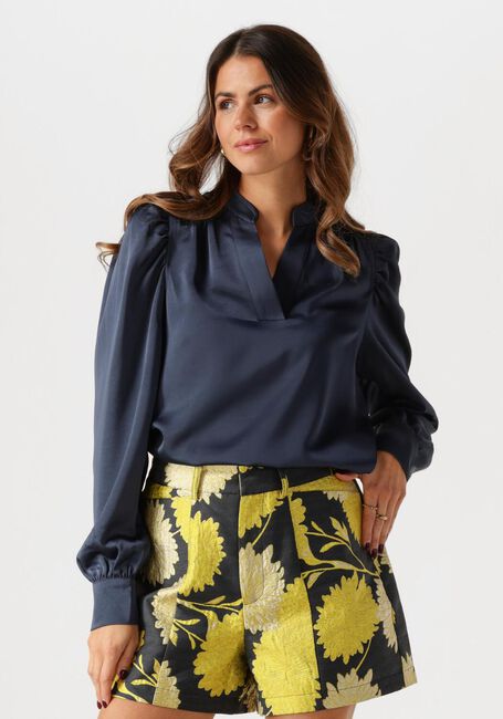 Donkerblauwe NEO NOIR  ROSSLYN HEAVY SATEEN BLOUSE - large