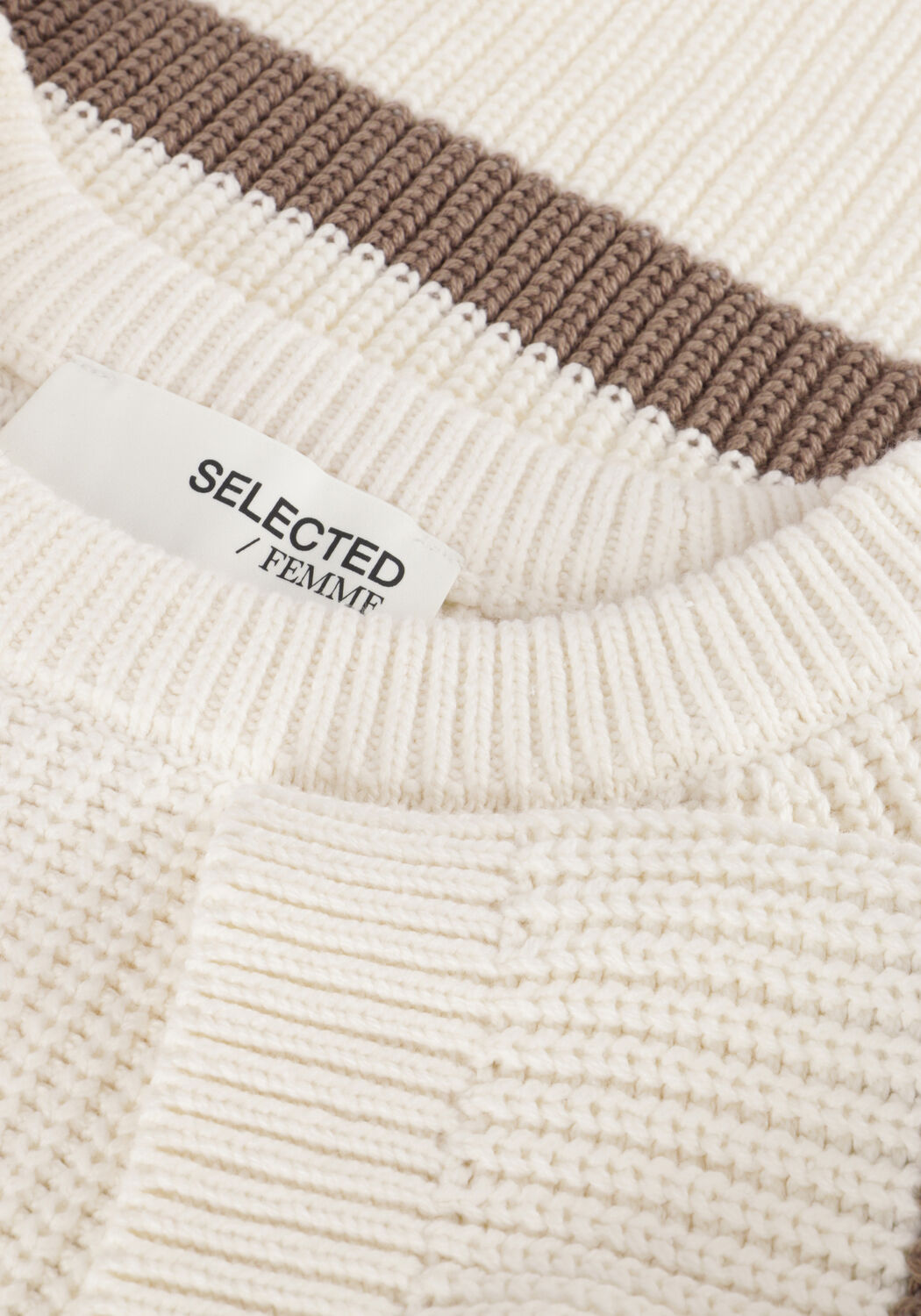 Witte SELECTED WOMEN Trui SLFBLOOMIE SS KNIT O-NECK - large