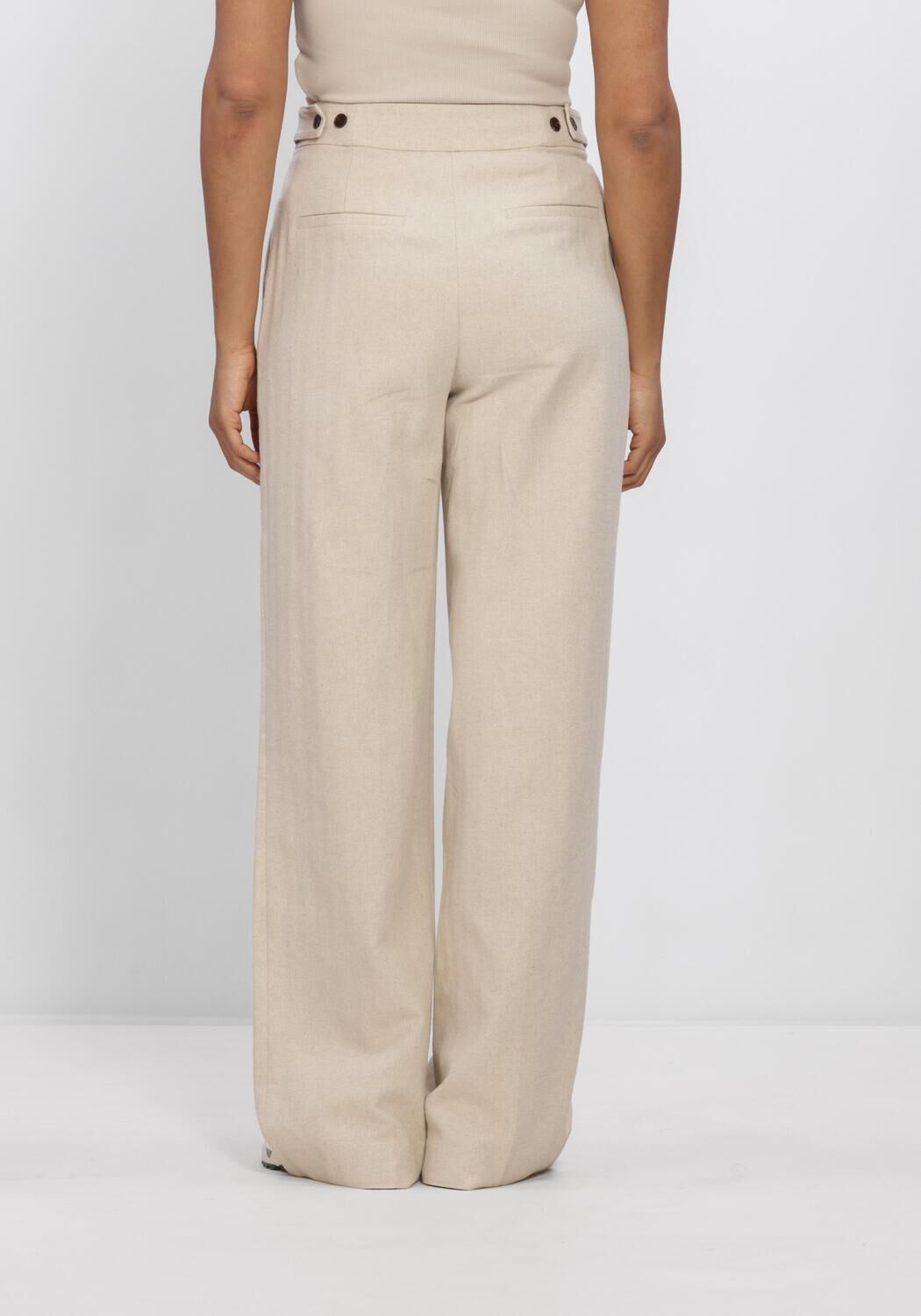 CO'COUTURE LEENACC LINEN PLEAT LL PANT Pantalons en beige - large