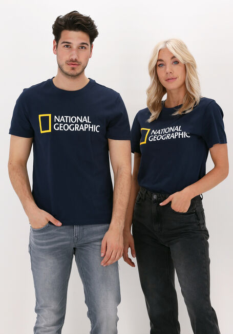 NATIONAL GEOGRAPHIC T-shirt UNISEX T-SHIRT WITH BIG LOGO Bleu foncé - large