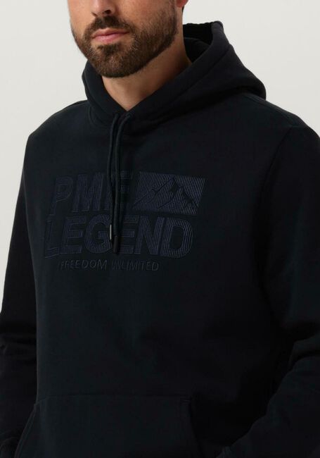 Donkerblauwe PME LEGEND Sweater HOODED SOFT TERRY BRUSHED - large
