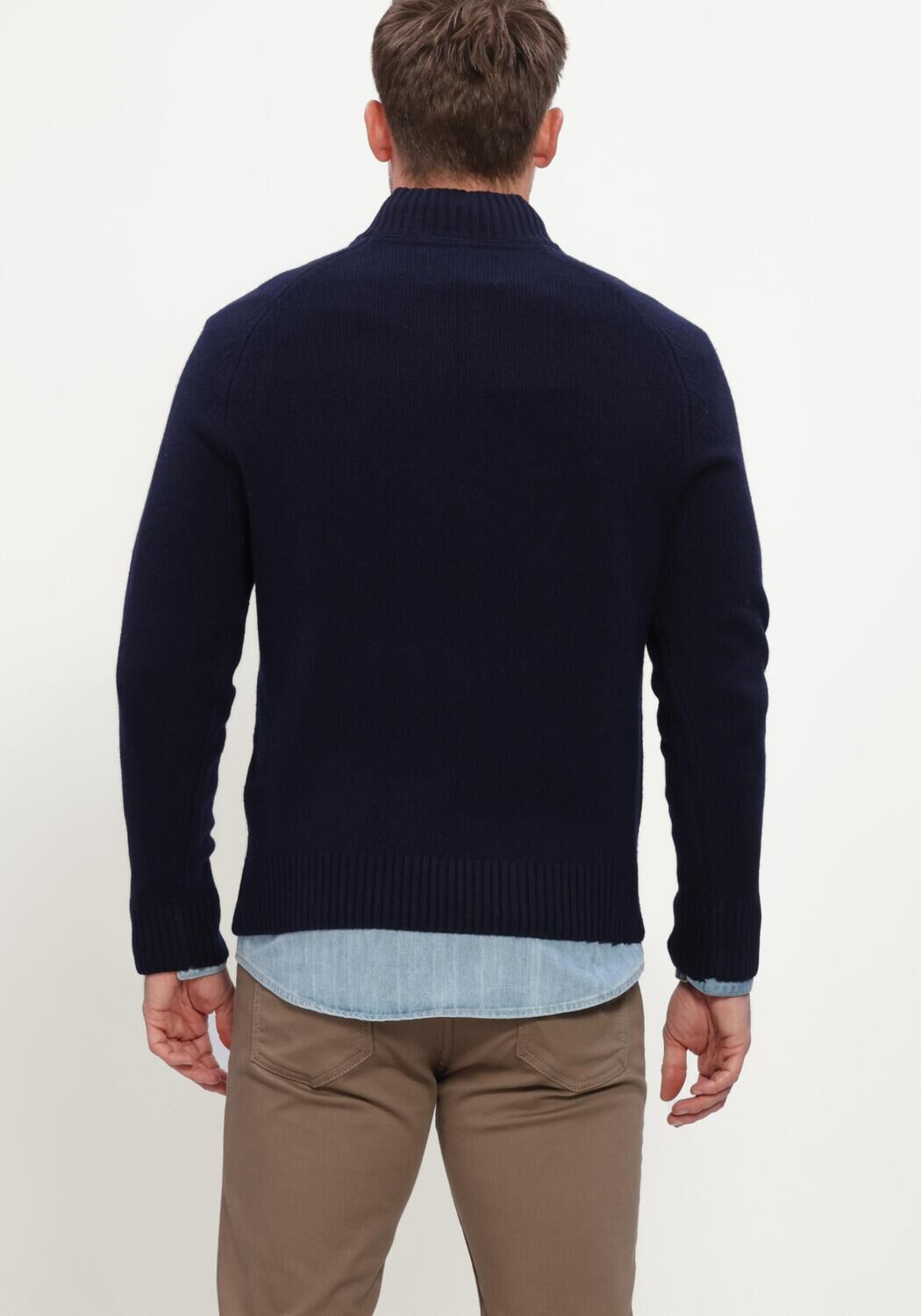 BARBOUR Pull NEWTOWN HALF ZIP KNITTED JUMPER KNITWEAR Bleu fonc&eacute; - large