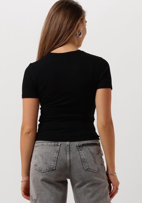 ALIX THE LABEL T-shirt LADIES KNITTED FITTED RIB T-SHIRT en noir - large