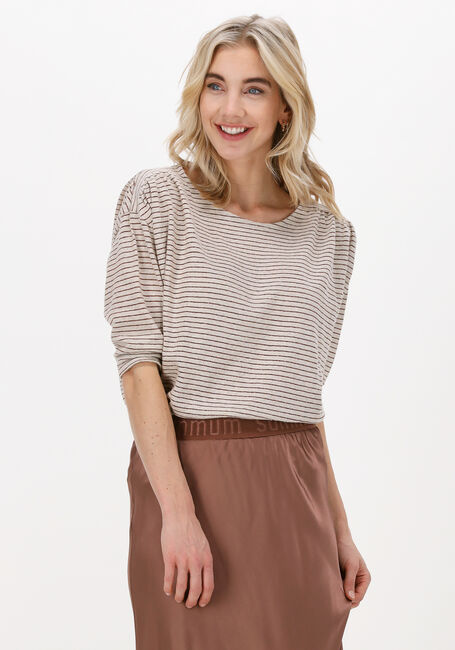 SUMMUM Haut TOP COTTON LINEN METALLIC STRI en beige - large