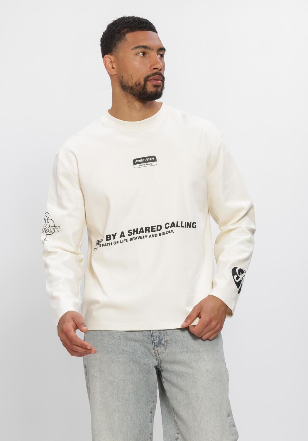 PURE PATH T-shirt UNITED LONGSLEEVE Cr&egrave;me - large