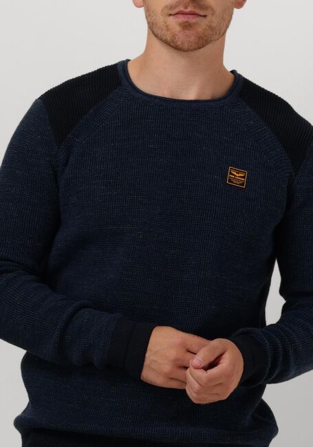 Blauwe PME LEGEND Trui R-NECK COTTON RIB MELEE KNIT Blauwe PME LEGEND Trui R-NECK COTTON RIB MELEE KNIT - large