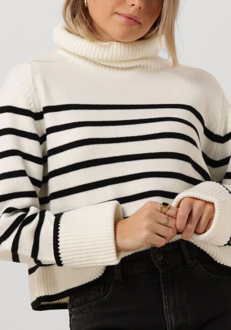 CO'COUTURE Col roulé MERO CROP STRIPE KNIT en blanc - large