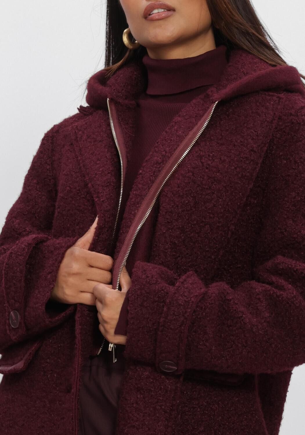 NUKUS Manteau MIRTHE COAT BOUCLE Bordeaux - large