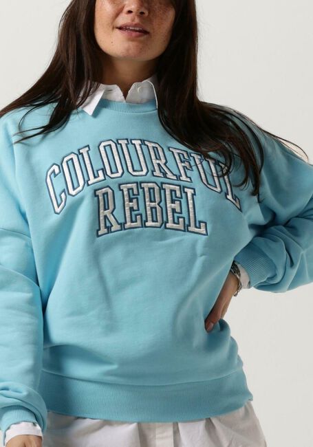 Lichtblauwe COLOURFUL REBEL Sweater CR PATCH DROPPED SWEAT - large