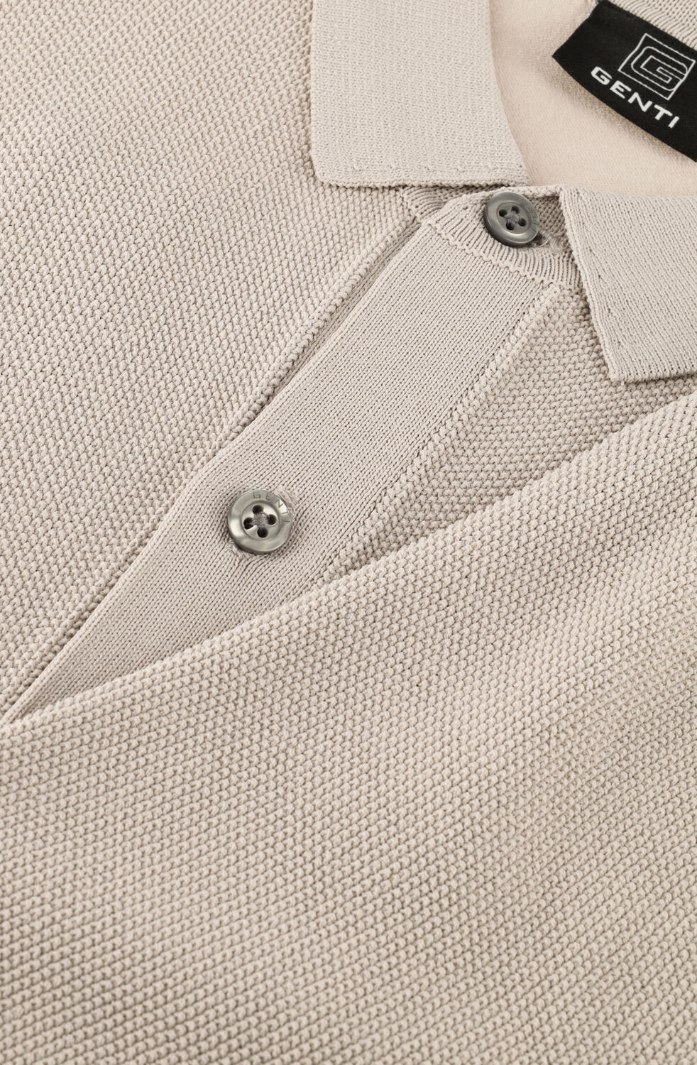 GENTI Polo SHIRT 8 BUTTON SS 1260 en beige - large
