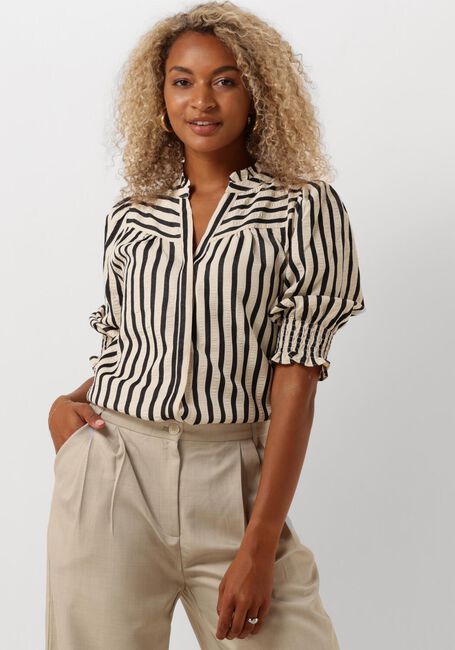 Creme NEO NOIR  DIANA CONTRAST STRIPE BLOUSE - large