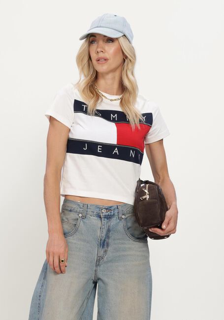Witte TOMMY JEANS T-shirt TJW REG FLAG SS TEE EXT - large
