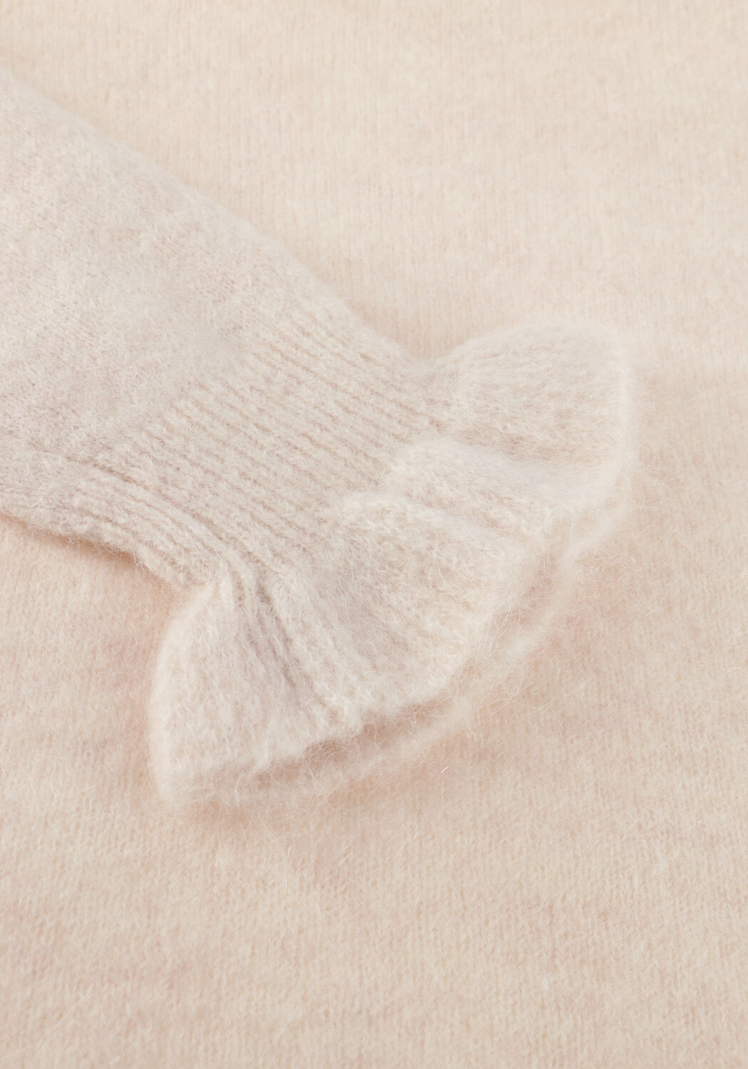 SELECTED WOMEN Pull SLFSIA RAS LS KNIT FRILL CUFF O-NECK B en beige - large