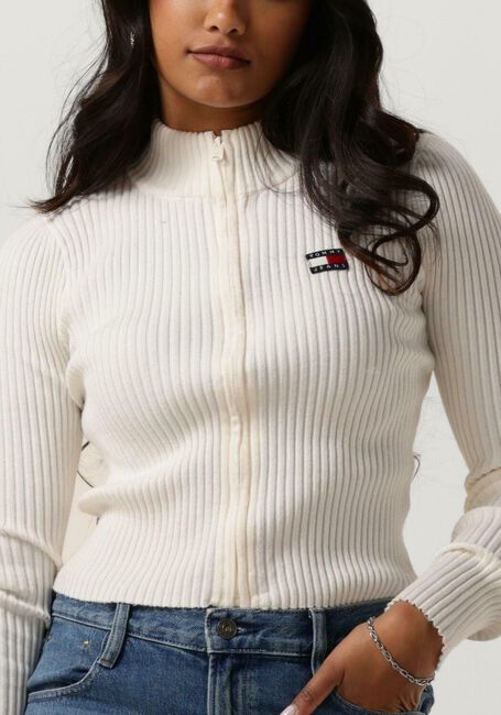 TOMMY JEANS Pull TJW ZIP THRU BADGE CARDIGAN en blanc - large