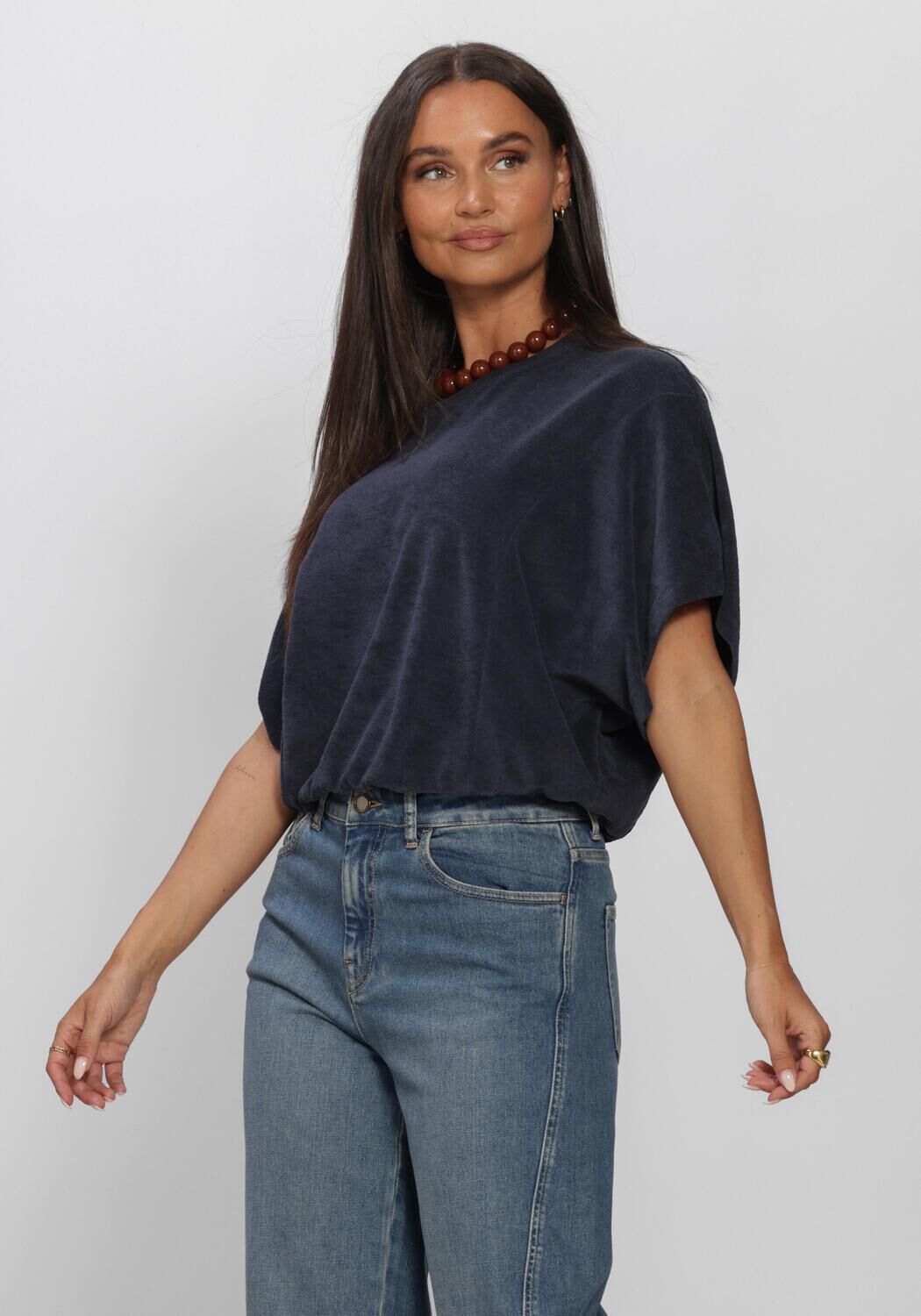 BY-BAR T-shirt NUKI SLUB TOP Bleu fonc&eacute; - large