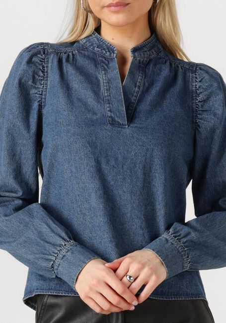 Blauwe NEO NOIR  ROSSLYN DENIM BLOUSE - large
