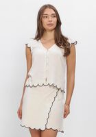 Beige OBJECT Top OBJSANNE S/L LO V-NECK TOP