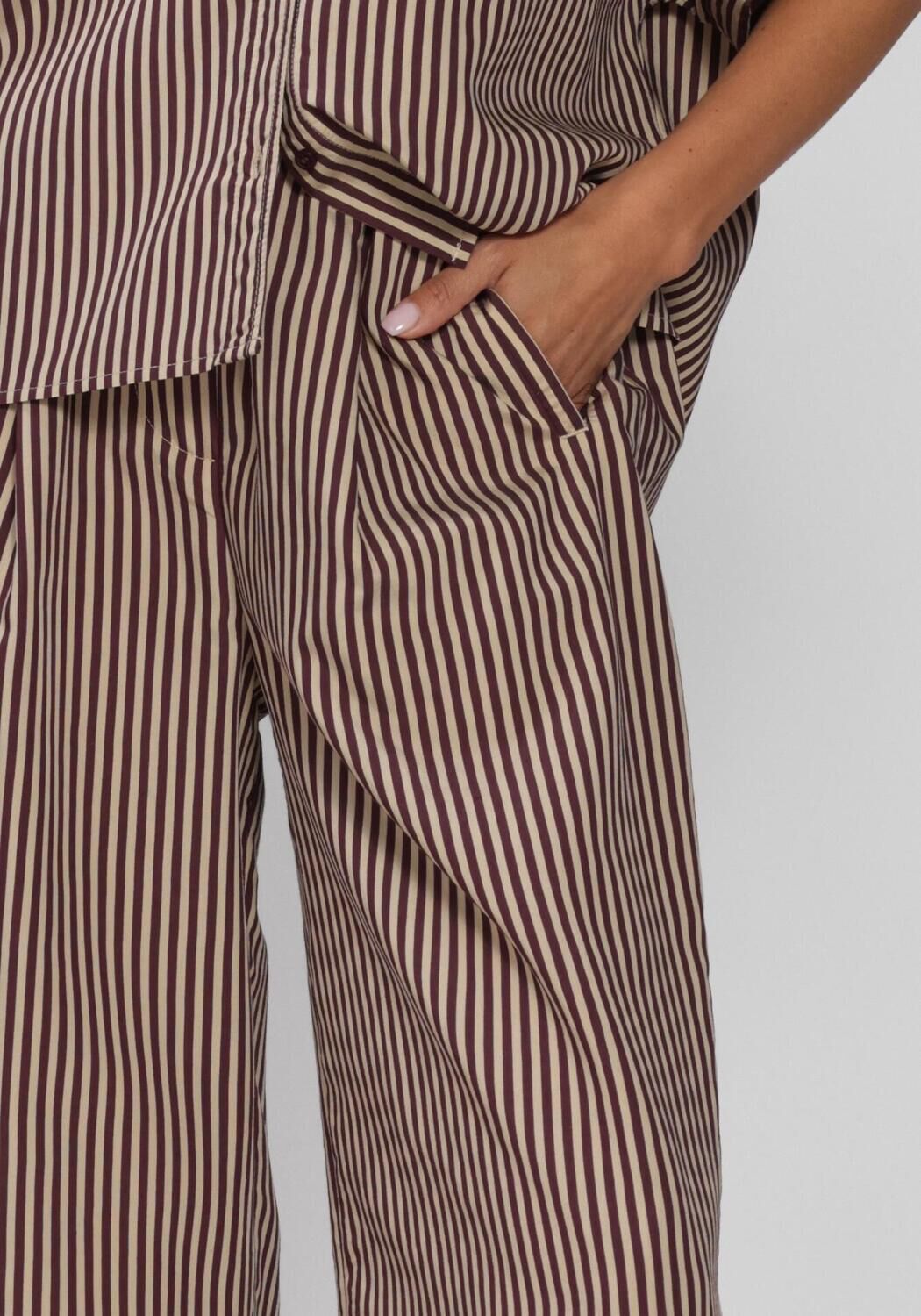 BY-BAR Pantalon large CELIN STRIPE PANTS en beige - large