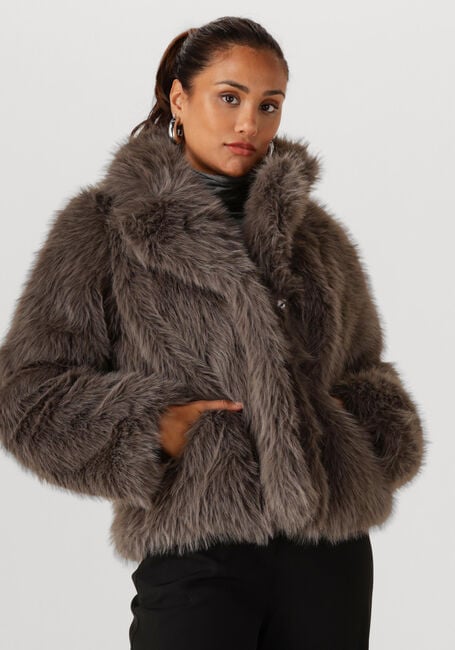 OBJECT Manteau en fausse fourrure OBJISADORA L/S LO HAIRY COAT en taupe - large