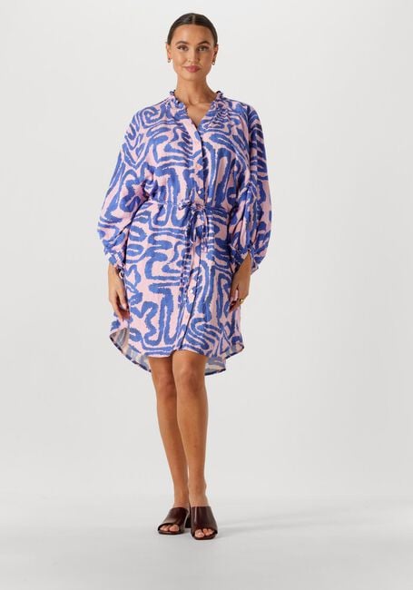 POM AMSTERDAM Mini robe DRESS WAVES PINK LINEN en multicolore - large