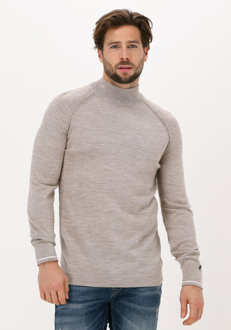 Beige CAST IRON Trui MOCK NECK TECH MERINO - large