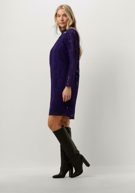 Paarse JANSEN AMSTERDAM Mini jurk LC587 DRESS LACE LONG SLEEVES - large