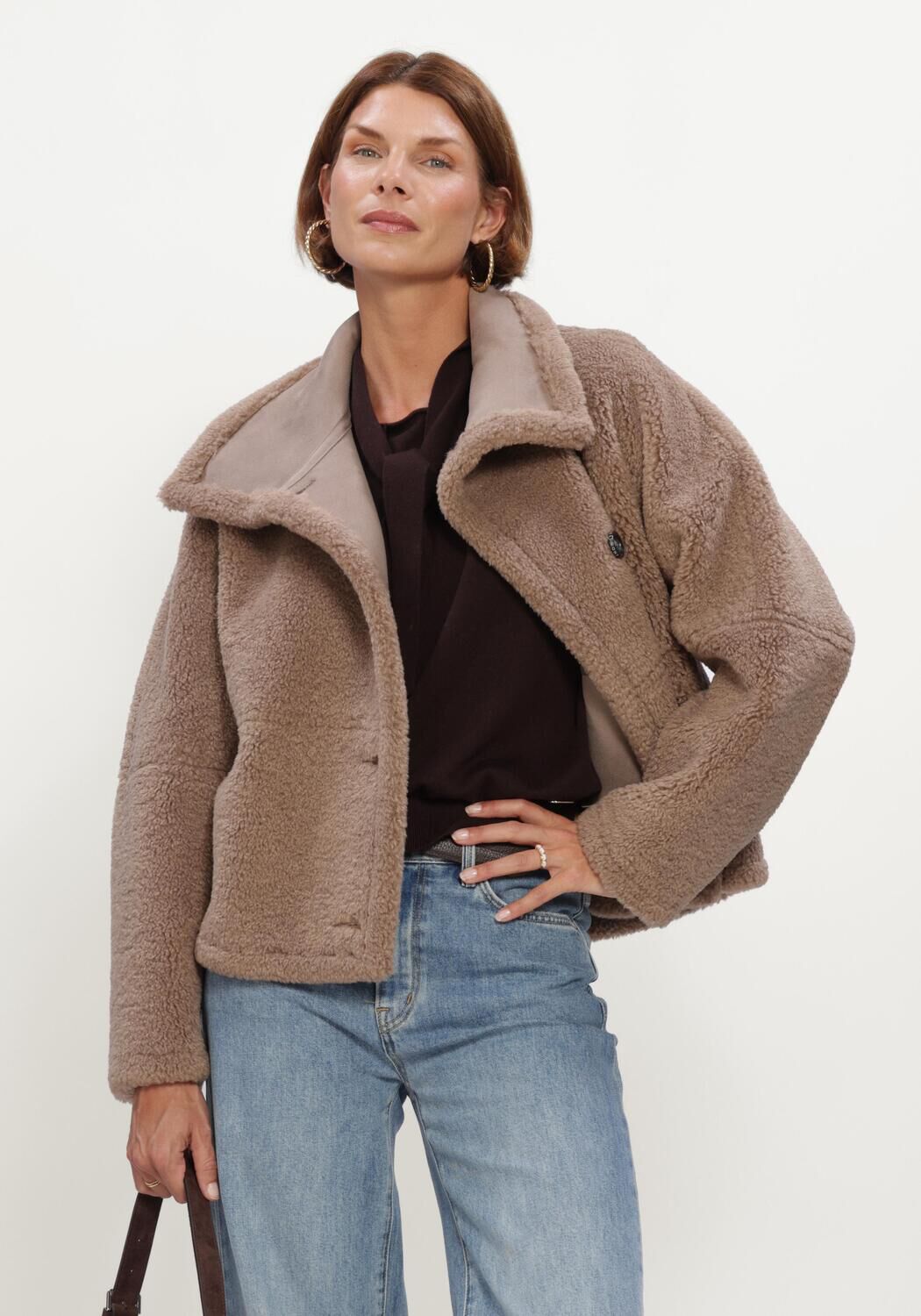 Taupe BEAUMONT Teddy jas SHAYE JACKET - large