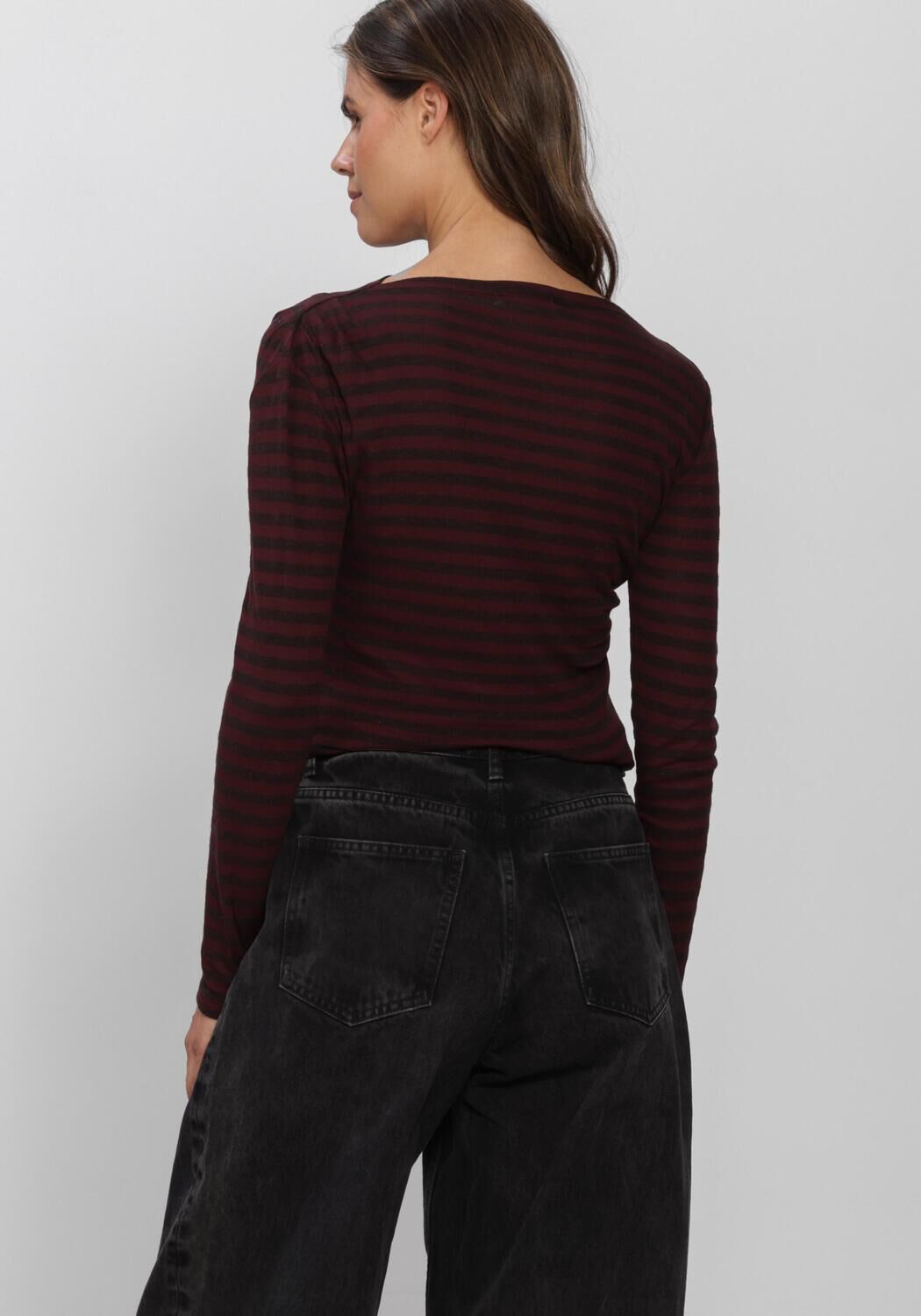 BY-BAR Haut LEYA MELANGE STRIPE TOP Bordeaux - large