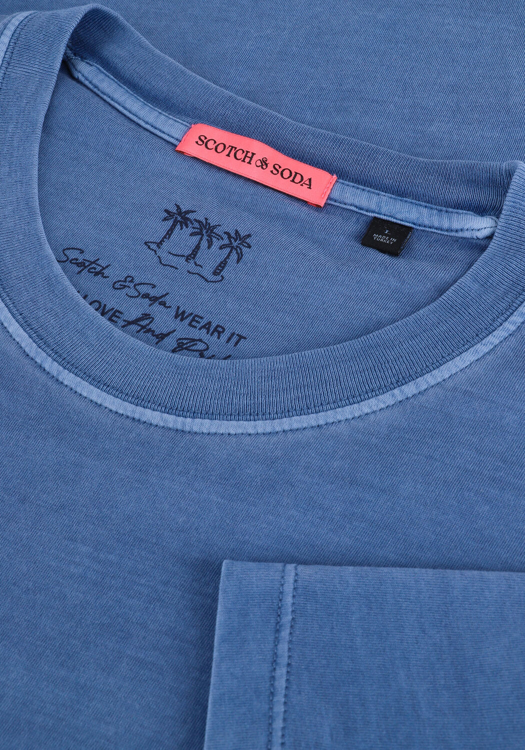 SCOTCH & SODA T-shirt GARMENT-DYED CREWNECK TEE WITH EMBROIDERY LOGO Bleu clair - large