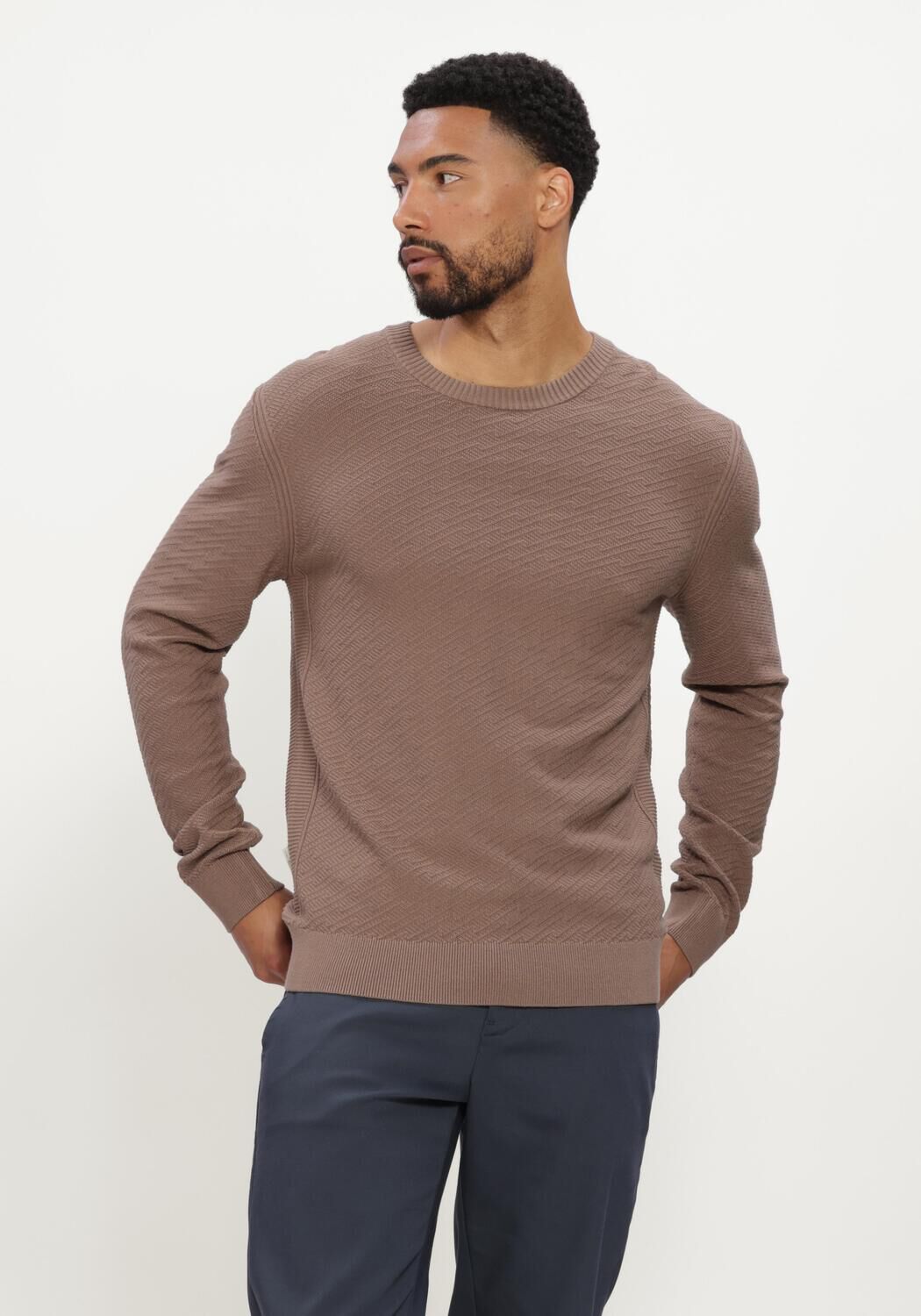 CAST IRON Pull CREWNECK REGULAR FIT COMFORT BLEND en marron - large