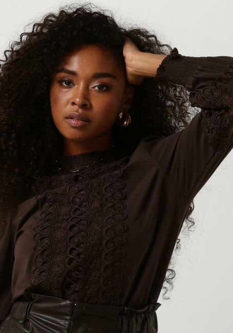 Bruine NEO NOIR  KATIE EMBROIDERY BLOUSE - large