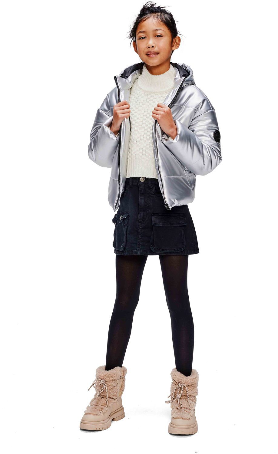 RETOUR Veste matelass&eacute; GWEN en argent - large