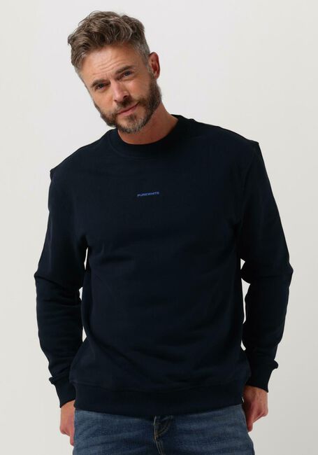 Donkerblauwe PUREWHITE Sweater CREWNECK WITH THE NEW ORDINARY PRINT ON BACK - large
