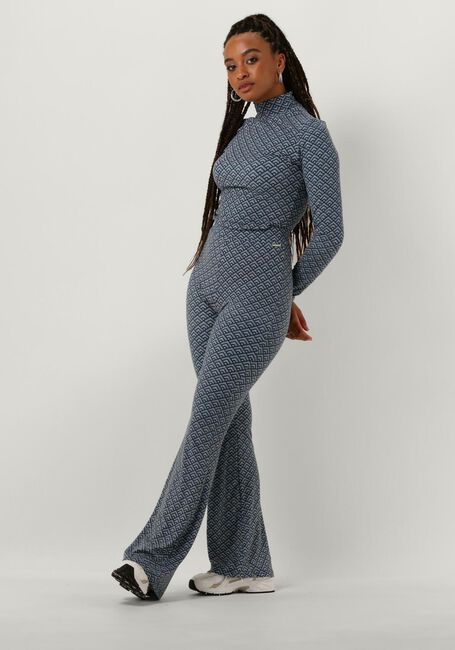 COLOURFUL REBEL Pantalon &eacute;vas&eacute; SMALL GEO PEACHED EXTRA FLARE PANTS en bleu - large