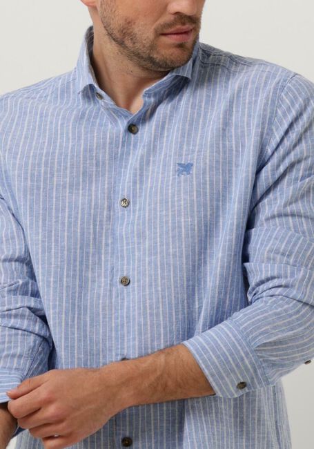 VANGUARD Chemise décontracté LONG SLEEVE SHIRT LINEN COTTON BLEND STRIPE Bleu clair - large