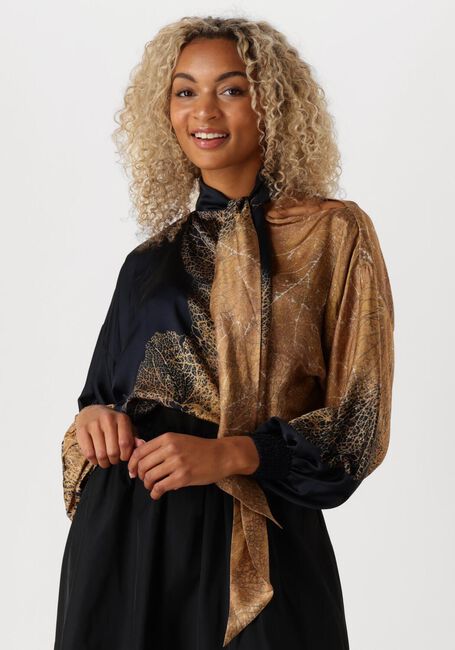 SUMMUM BOW TIE TOP BORDER PRINT Blouses en marron - large