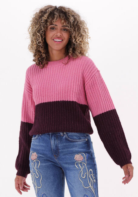Roze SCOTCH & SODA Trui CHUNKY COLOUR BLOCK PULLOVER - large