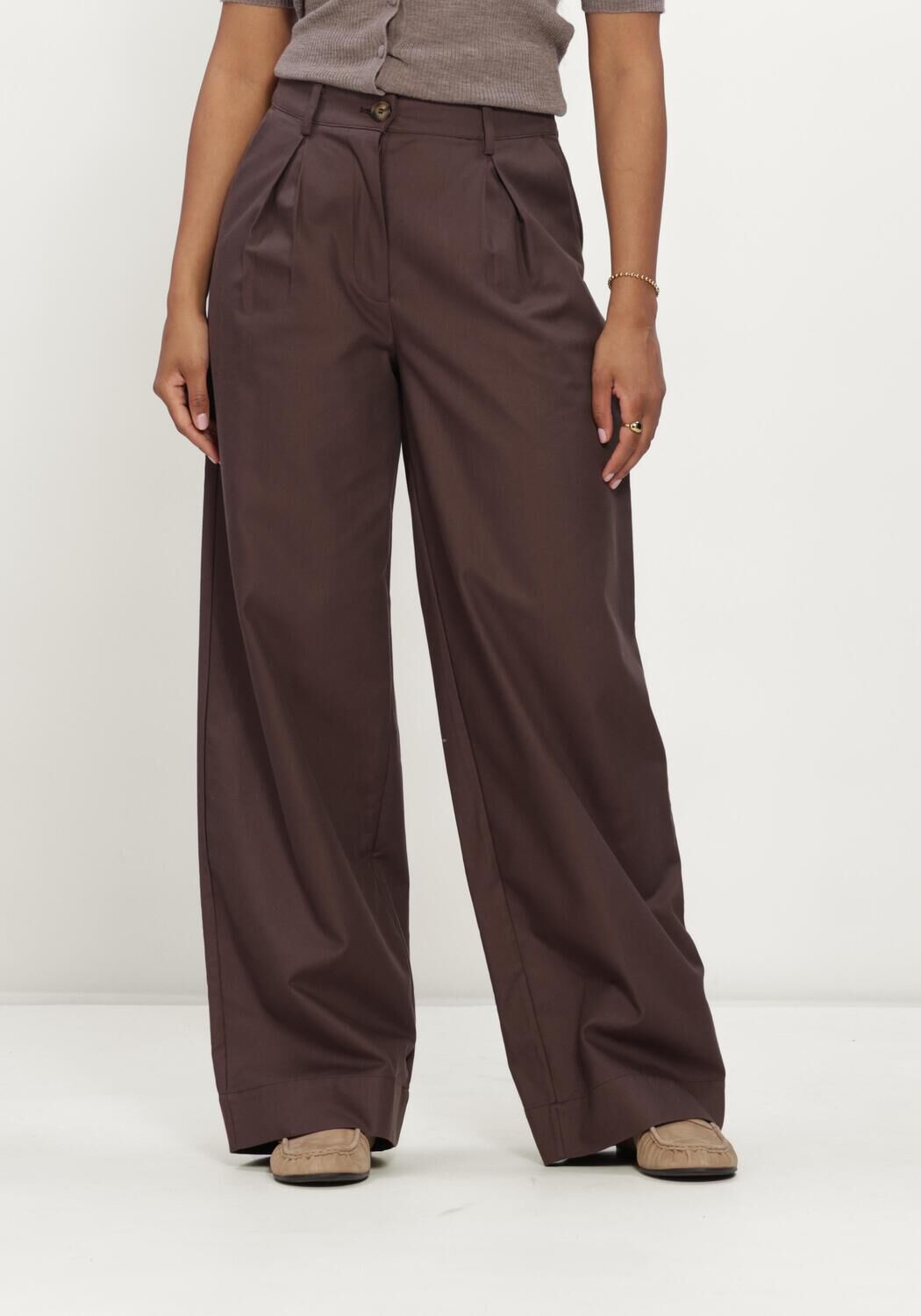 MODSTR&Ouml;M Pantalon large TOREMD PANTS en marron - large