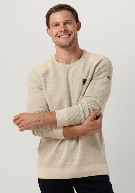 Beige PME LEGEND Trui R-NECK COTTON RIB MELEE KNIT - large