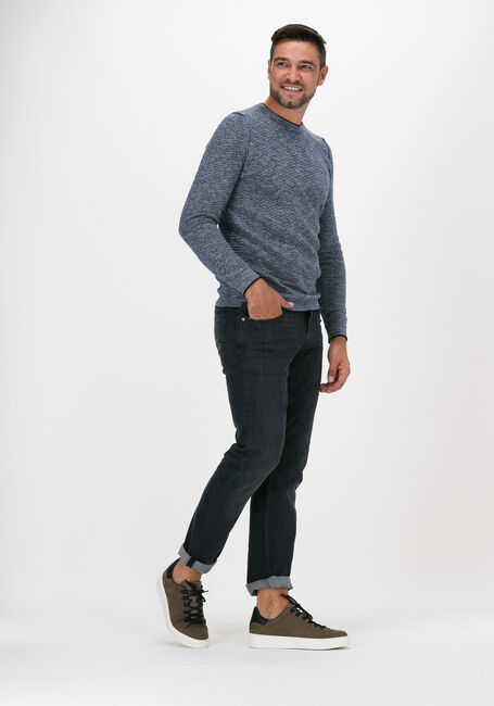 Blauwe CAST IRON Trui R-NECK SLIM FIT COTTON 3 TONE - large