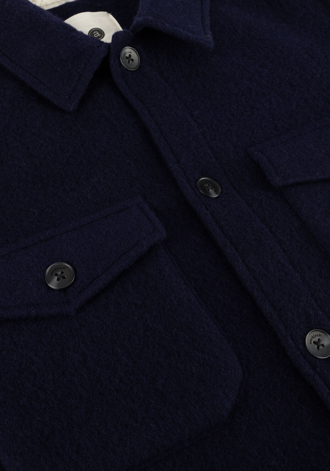 ANERKJENDT Surchemise AKOSCAR BOILED WOOL OVERSHIRT Bleu fonc&eacute; - large